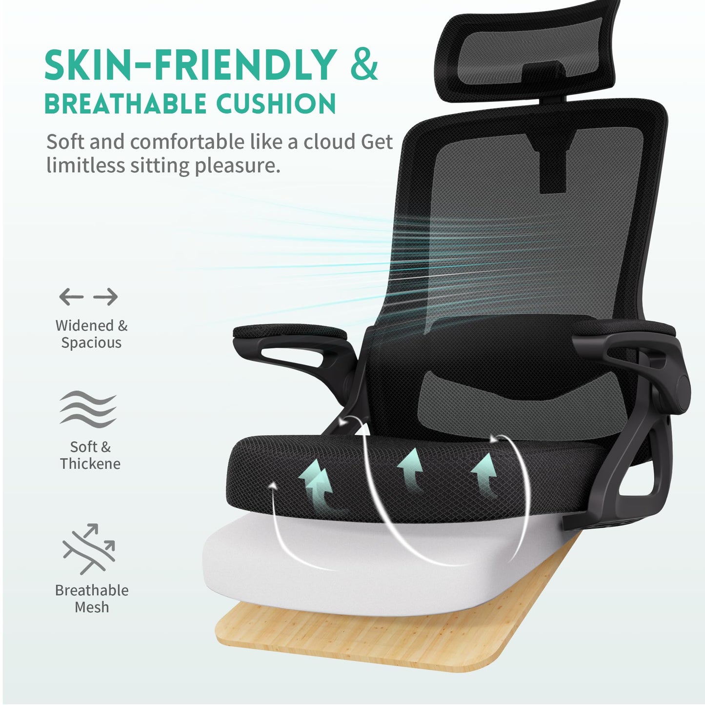 - Tweakio Ergonomic Office Chair | S-Shaped Mesh Desk Chair | Adjustable Headrest & Lumbar Support -