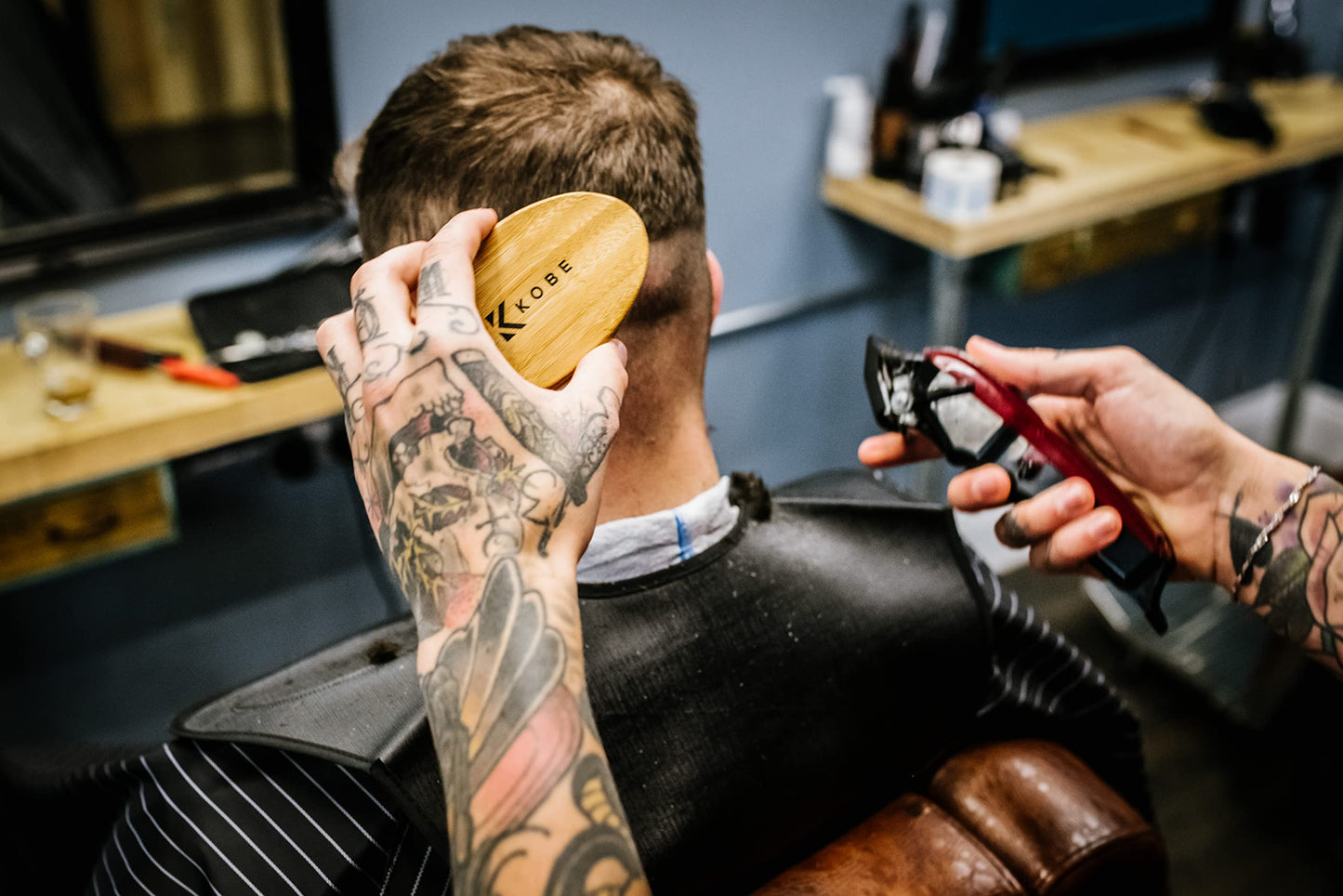 - Kobe Palm Men's Military Style Boar Bristle Hair Brush/Beard Brush -