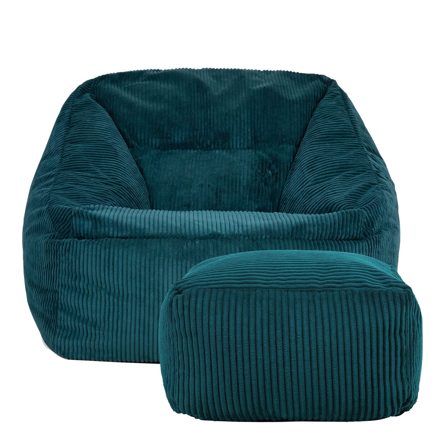 - icon Morgan Cord Bean Bag Chair and Footstool | Teal Green |Giant Bean Bag Armchair -