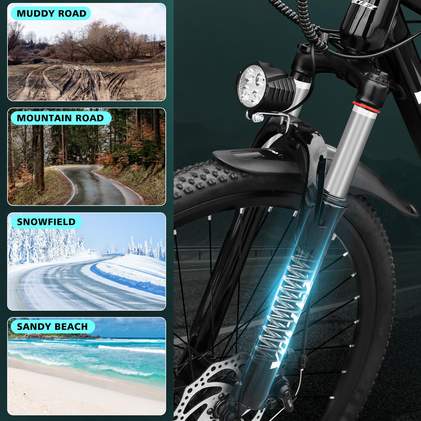 26'' Electric Bikes for Adults. City Commuter E-bike with High-Speed Brushless Motor. Electric Bike for 7 Speed Gear, Built-in 36V-8Ah/13Ah Removable Li-Ion Battery, G51 LCD Display, Dual Disc Brake