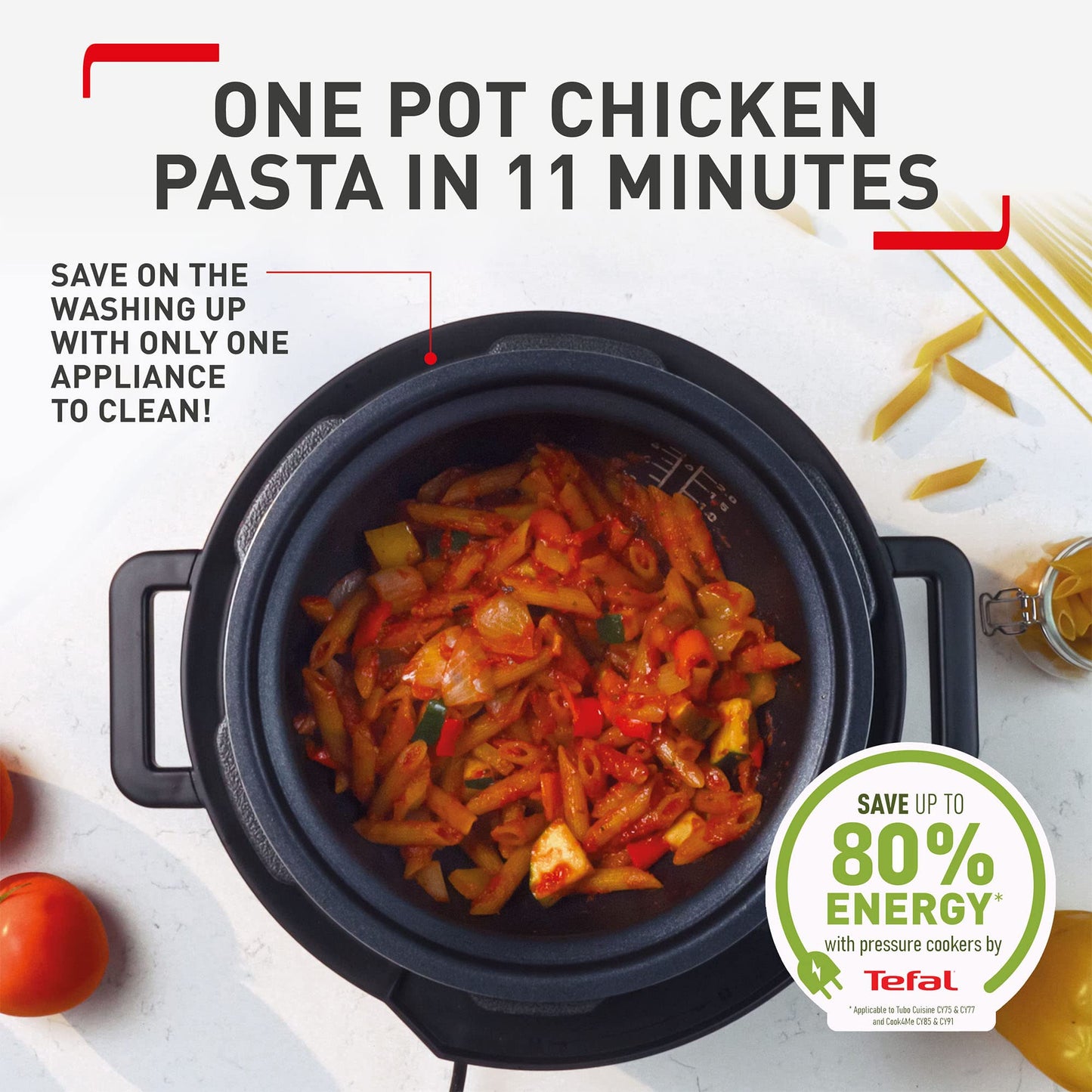 - Tefal | Turbo Cuisine Electric Pressure Cooker | 10 Programmes inc. stew, steam, bake | slow cooker | Rice cooker | 4.8L | 1000 W -