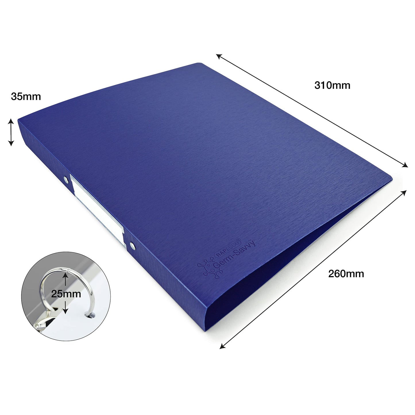 - Rapesco 1720 Germ-Savvy Antibacterial | A4 2-Ring PP Ring Binder | 35 mm Spine -