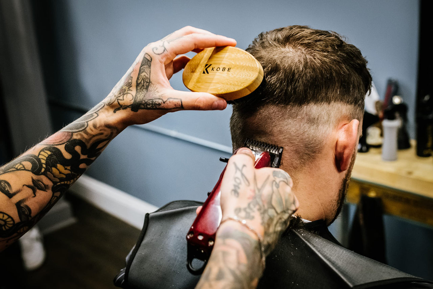 - Kobe Palm Men's Military Style Boar Bristle Hair Brush/Beard Brush -