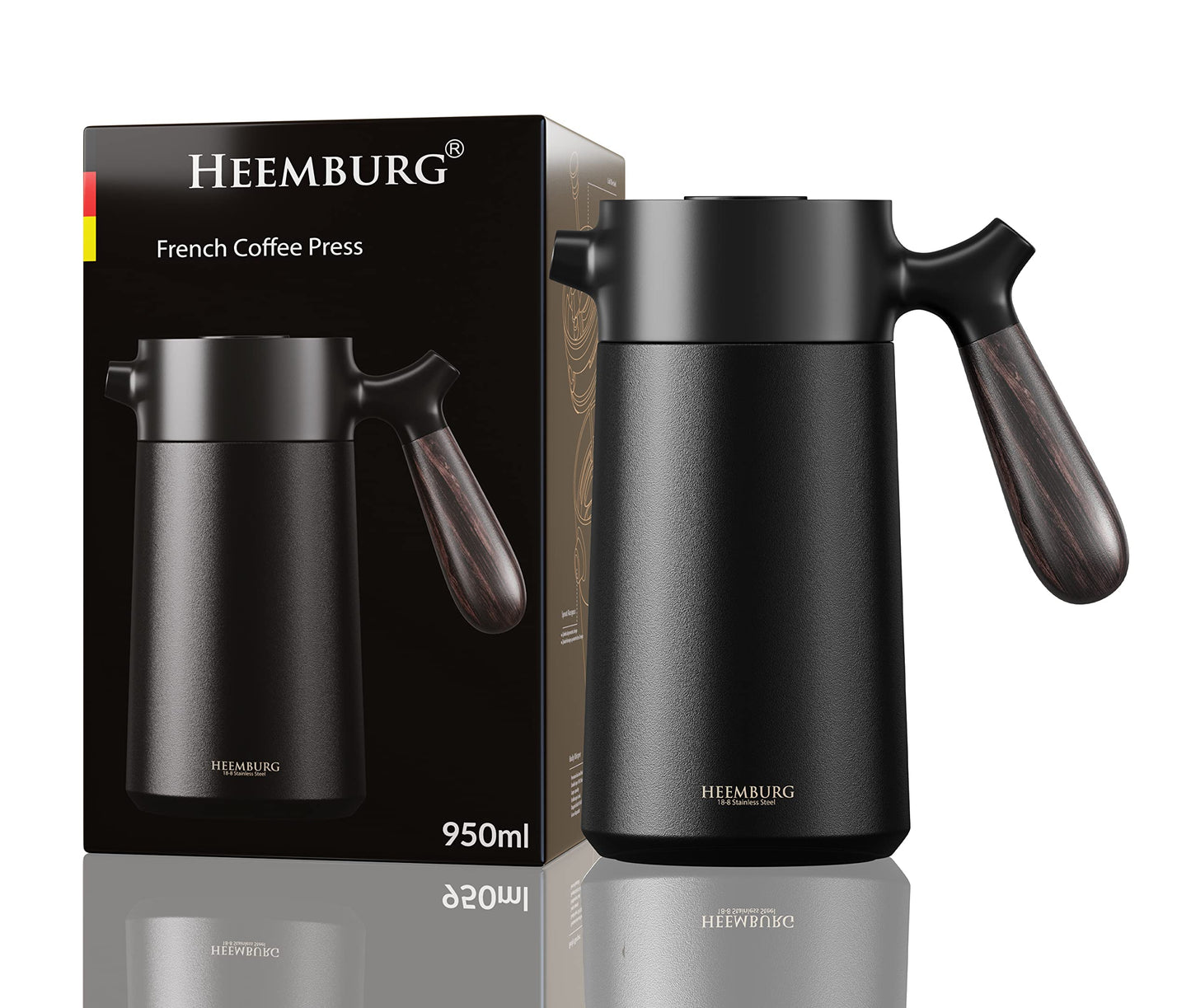 - Heemburg French Press Thermal Coffee Maker | Cafetière | Thermo Double Wall Insulated -