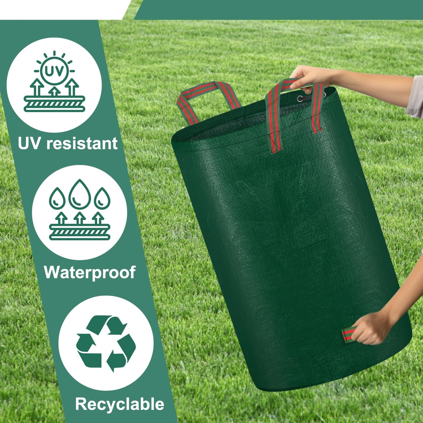 - Garden Waste Bags Heavy Duty with Handles | 272 Litre Reusable Outdoor Garden Yard Bag Foldable Garden Bags | 3 Pack -