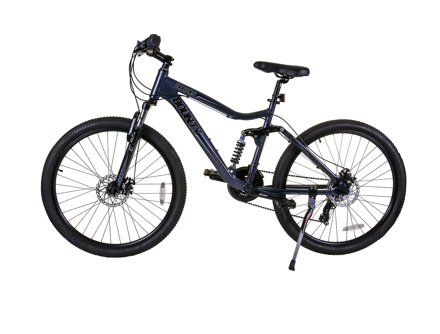 Bounty Full Suspension Mountain Bike - 18 Speed Shimano Gearing, Zoom Suspension Forks, Disc Brakes, Light Alloy Rims - Bikes for Men