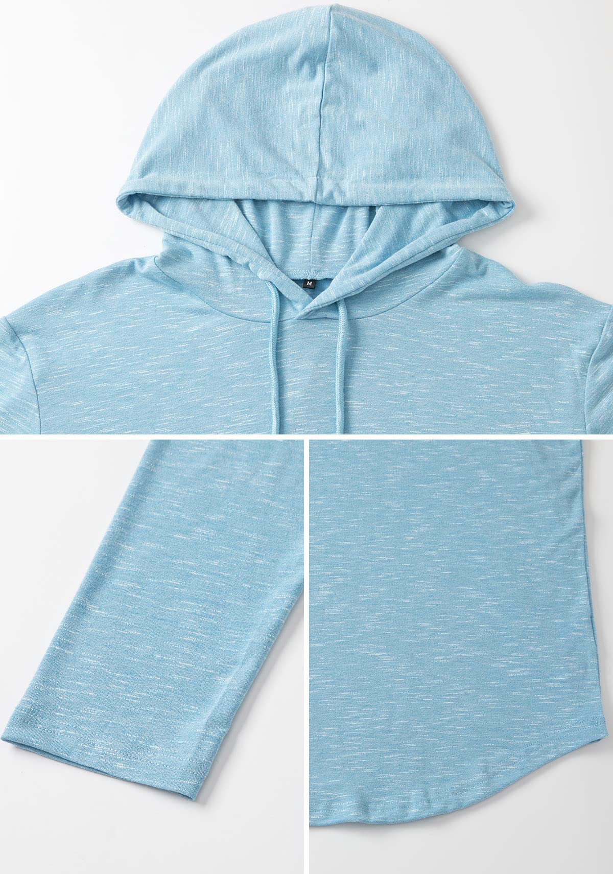 CARWORNIC Men's Quick Dry Hooded Tops Lightweight Running Hiking Athletic Hoodies Long Sleeve Thin Breathable Golf Top Active Sports Gym T-Shirt Men Outdoor Casual Fishing T Shirt Blue