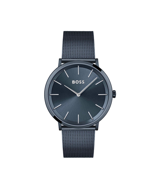 BOSS Analogue Quartz Watch for Men with Blue Stainless Steel Mesh Bracelet - 1513827