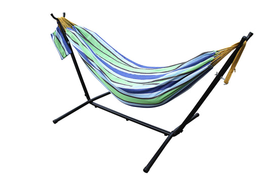 - Ross James Garden Furniture | 100% Double Cotton Hammock | Heavy Duty Metal Stand -
