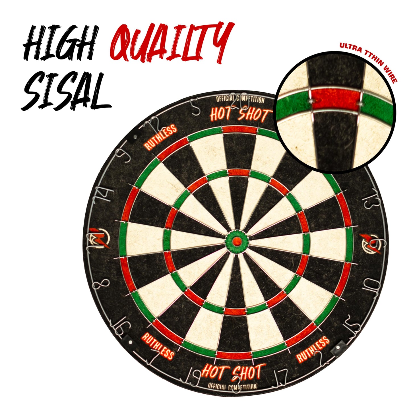 - Ruthless Hot Shot Dart Board | Endurance Round Wire Sisal Dartboard -
