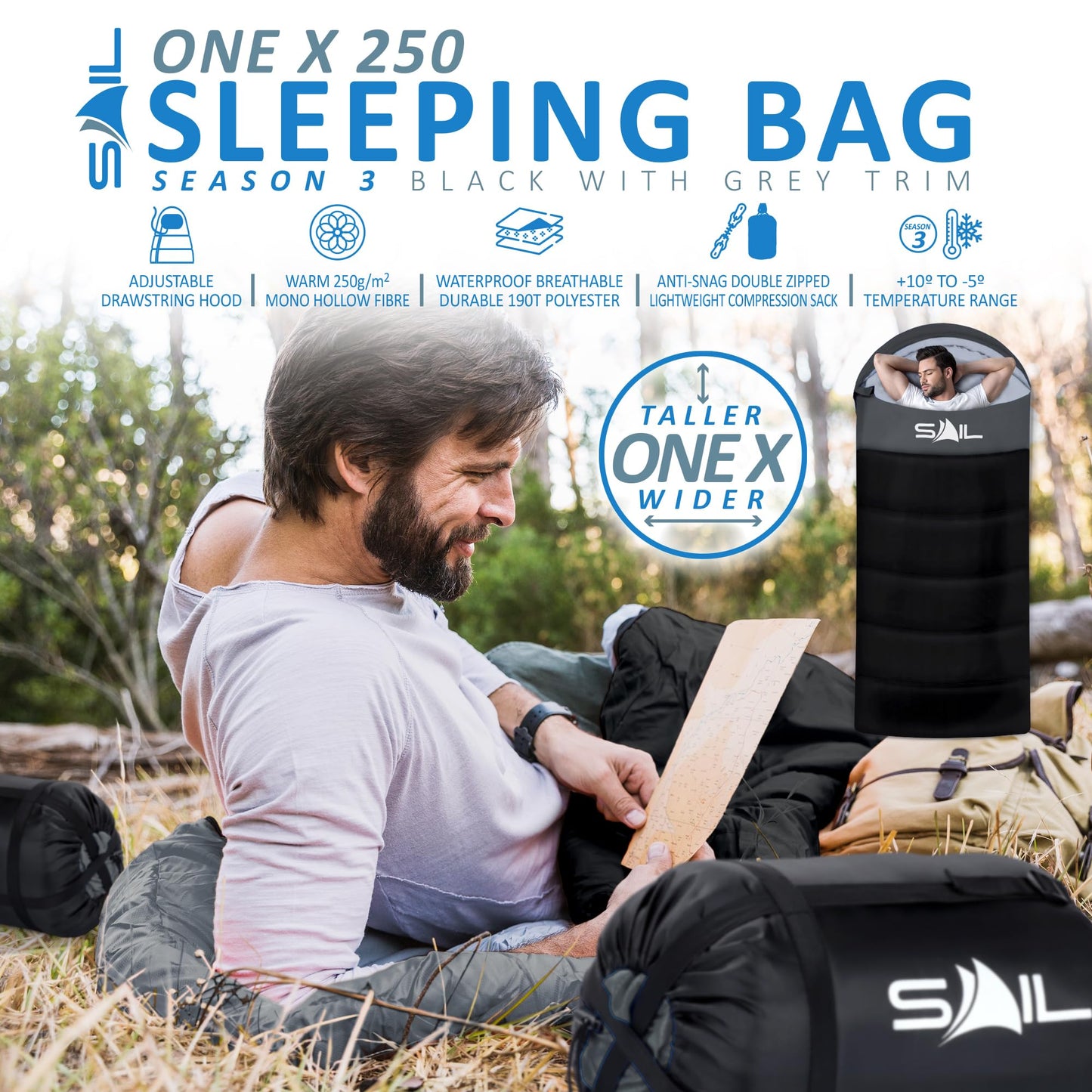- SAIL XL Sleeping Bag | Extra Wide for Big & Tall Person | 3-4 Season -