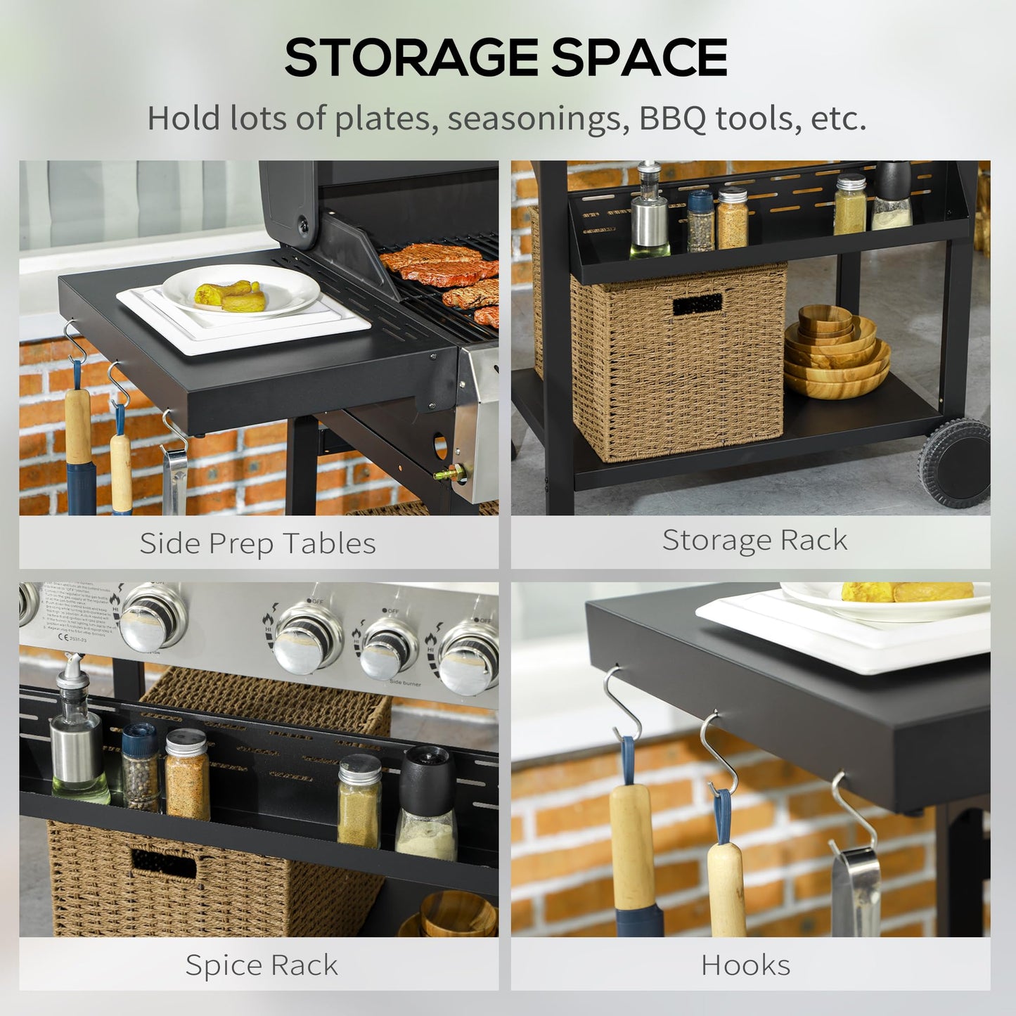 - Outsunny 4+1 Gas Burner Grill | 12.5 kW Propane Gas Barbecue -