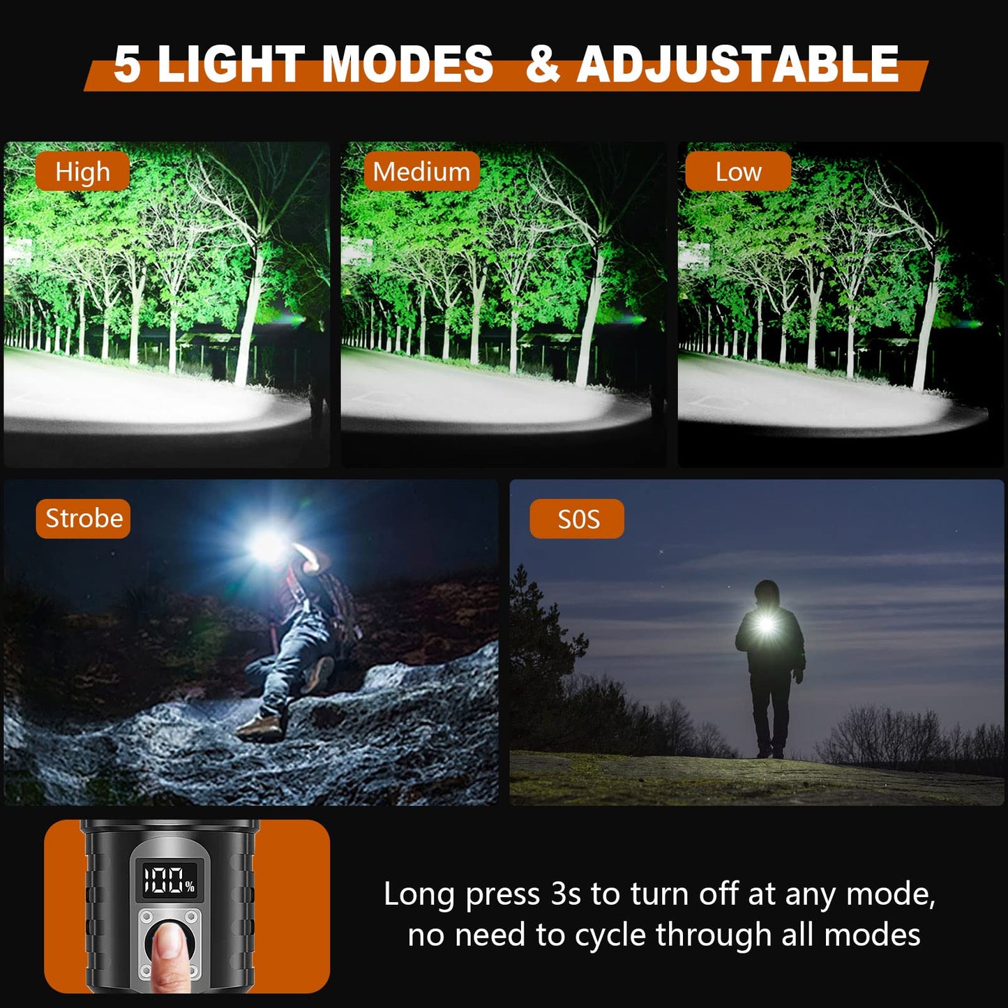 - Shadowhawk Torches LED|  Super Bright Rechargeable | Flashlight | 30000 Lumens -