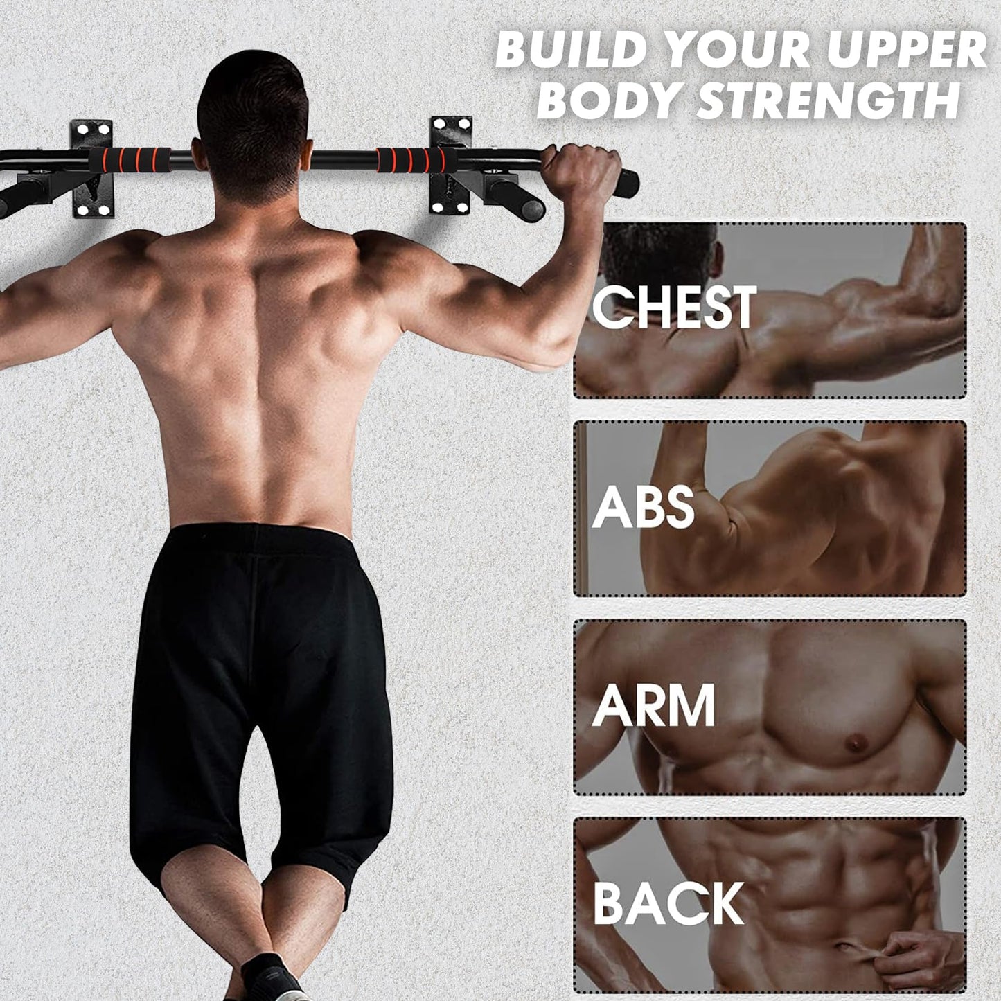 - FK Sports Pull Up Bar | Wall Mounted Pull-Up Bars | 3 Foam Padded Hand Grips -