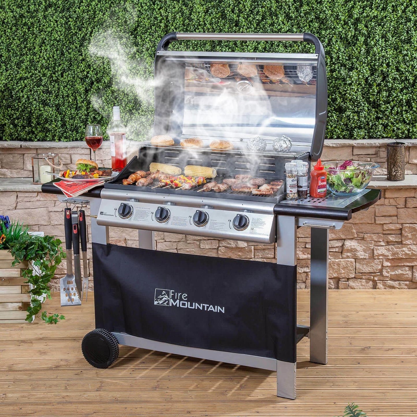 - Fire Mountain 4 Burner Gas BBQ | Large Gas BBQ | Perfect for Larger Gardens -