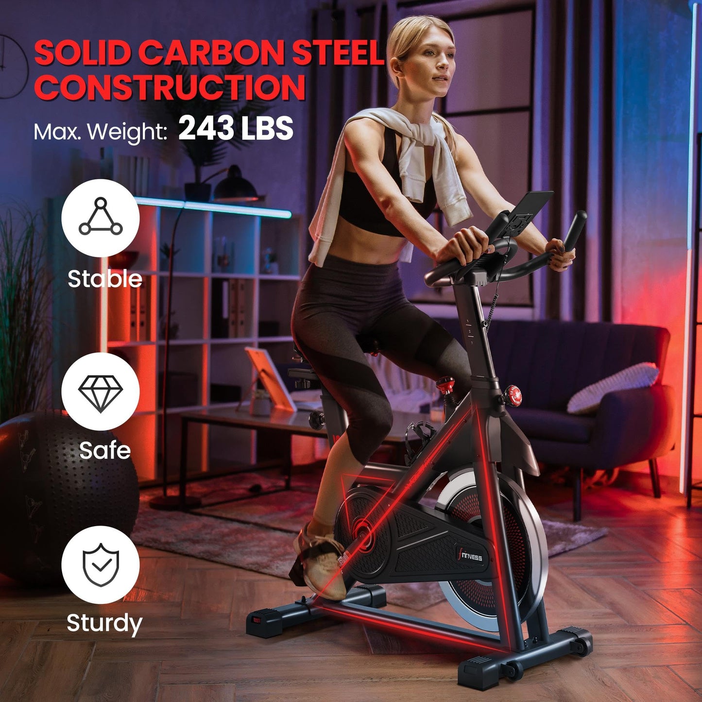 - Yaheetech Exercise Bike For Indoor, Home Gym Use with 6kg Flywheel