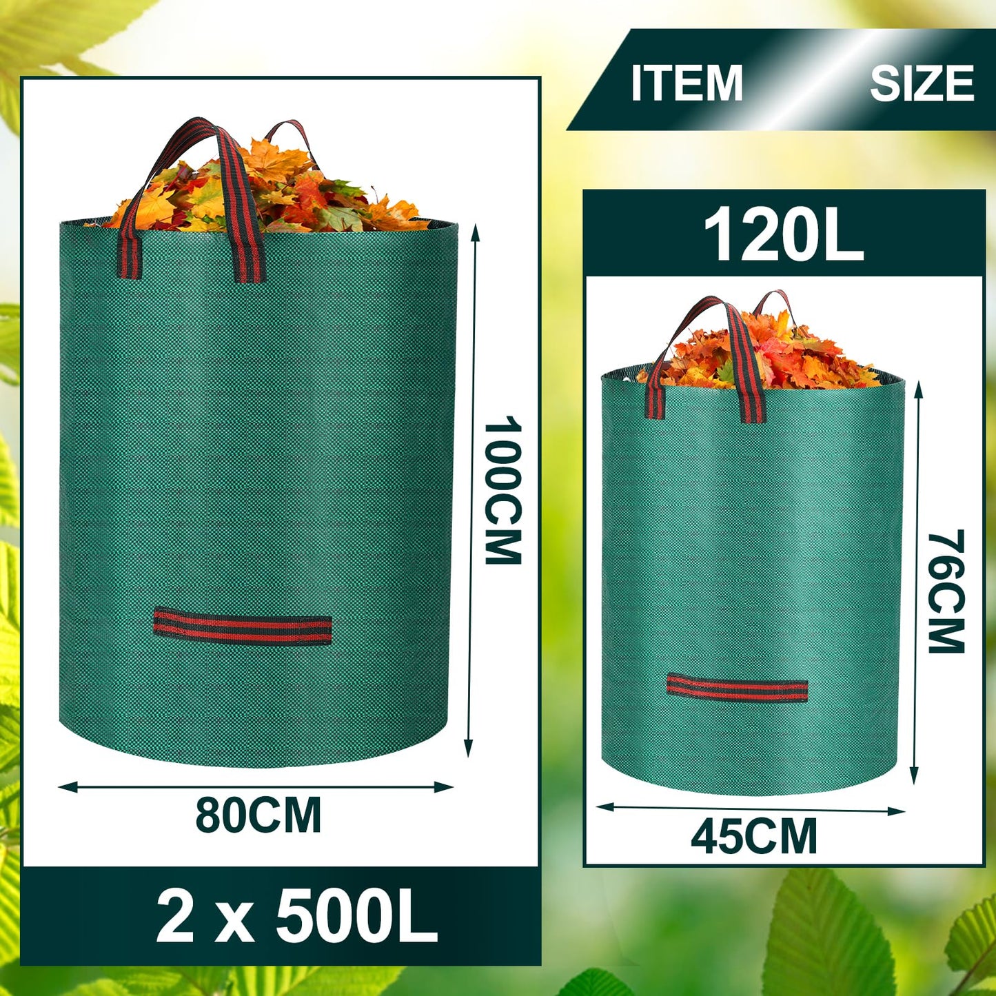 - Heavy Duty Garden Waste Bags with Handles | Large Garden Bags | Reusable Waterproof Garden Sack for Garden Waste -