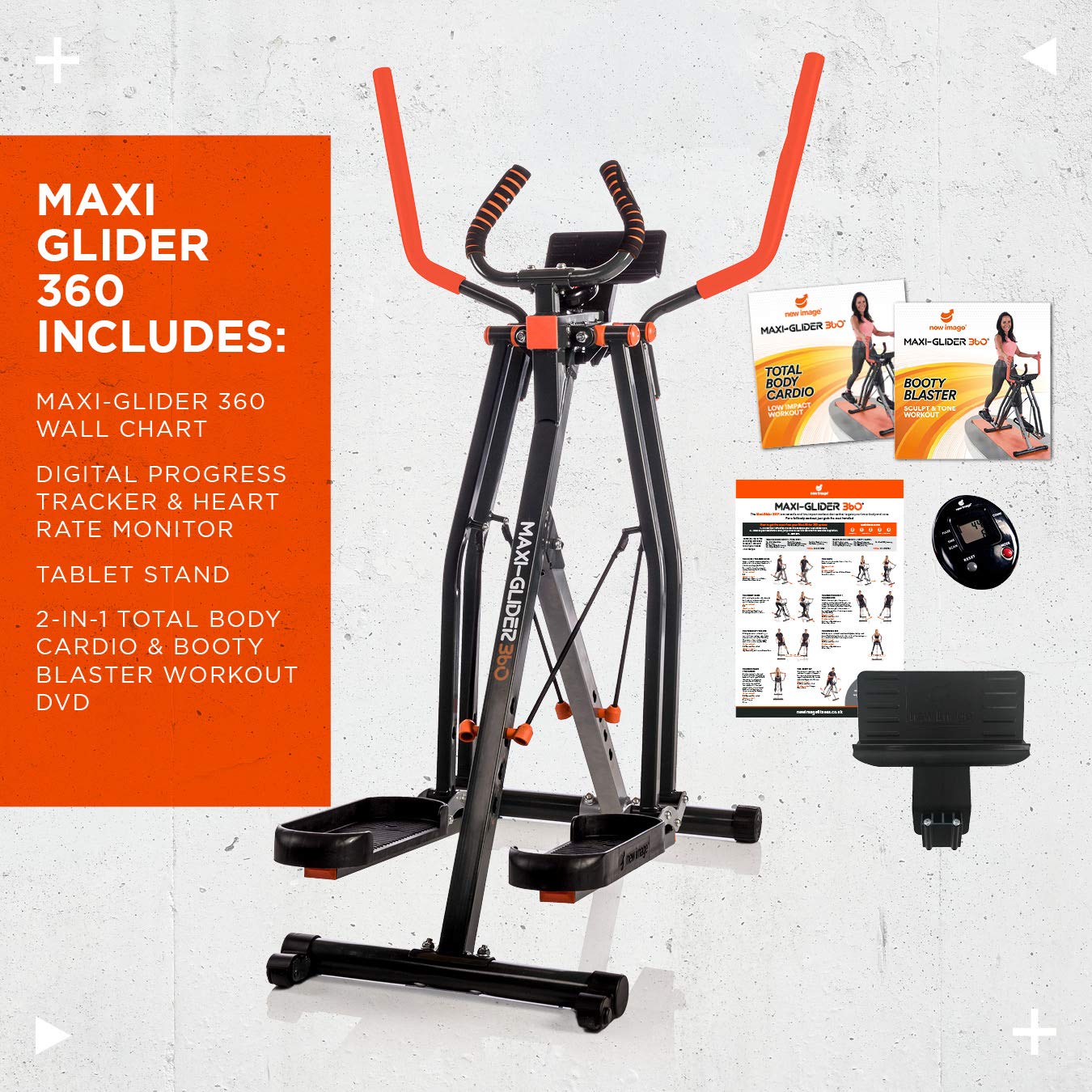 - New Image Maxi-Glider 360-10-in-1 Cross Trainer | Foldable Indoor Exercise Equipment -
