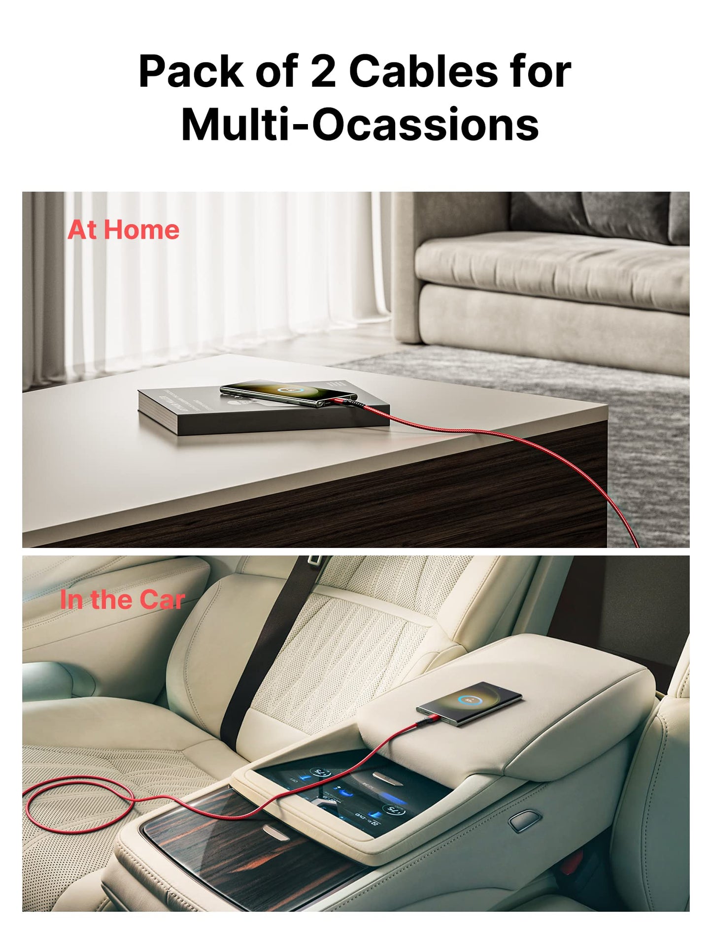 - JSAUX USB C Cable (2m 2-Pack) |  3.1A Fast Charging | Type C Fast Charger Cable -