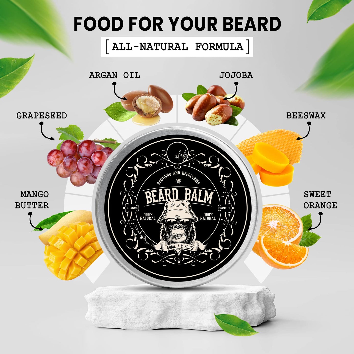 - uLab Gorilla Beard Balm for Men, with Mango and Jojoba, 60ml -