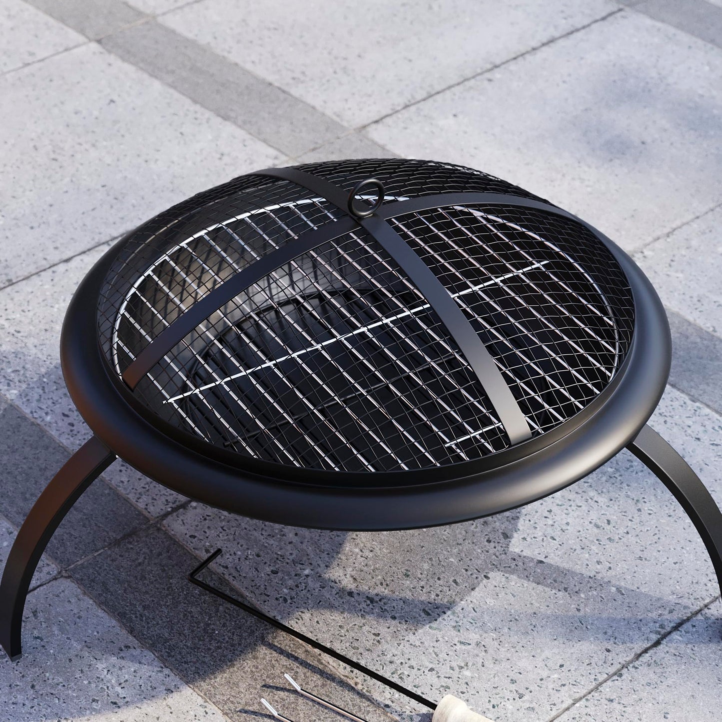 - Fire Vida Fire Pit | Steel Folding Outdoor Garden Patio Heater Grill | Comes With Poker, Grill, Mesh Lid, Grate -