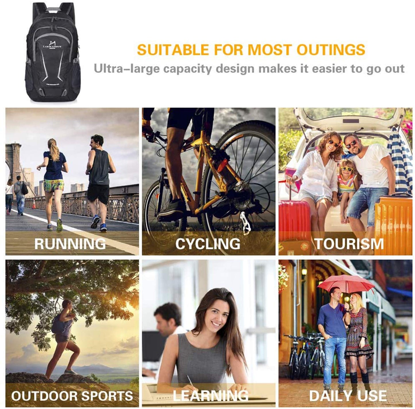 - Loocower 45L Lightweight Foldable Backpack | Walking Rucksack | Hiking Daypack -