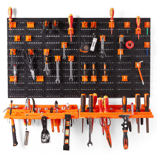 - VonHaus Garage Tool Storage with Shelf & Pegboard For Multiple Tools, Garden Tool Rack for Easy Access