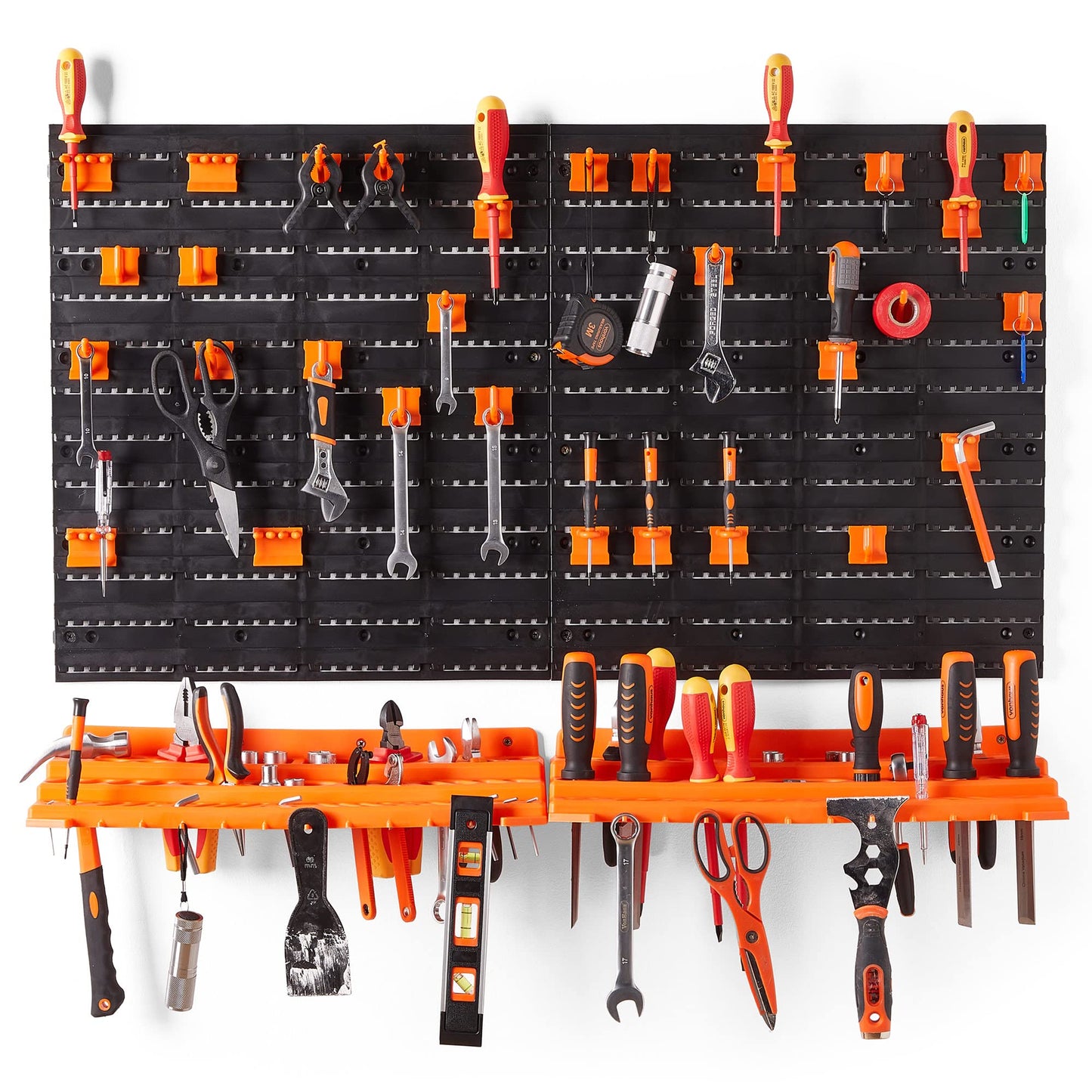 - VonHaus Garage Tool Storage with Shelf & Pegboard For Multiple Tools, Garden Tool Rack for Easy Access