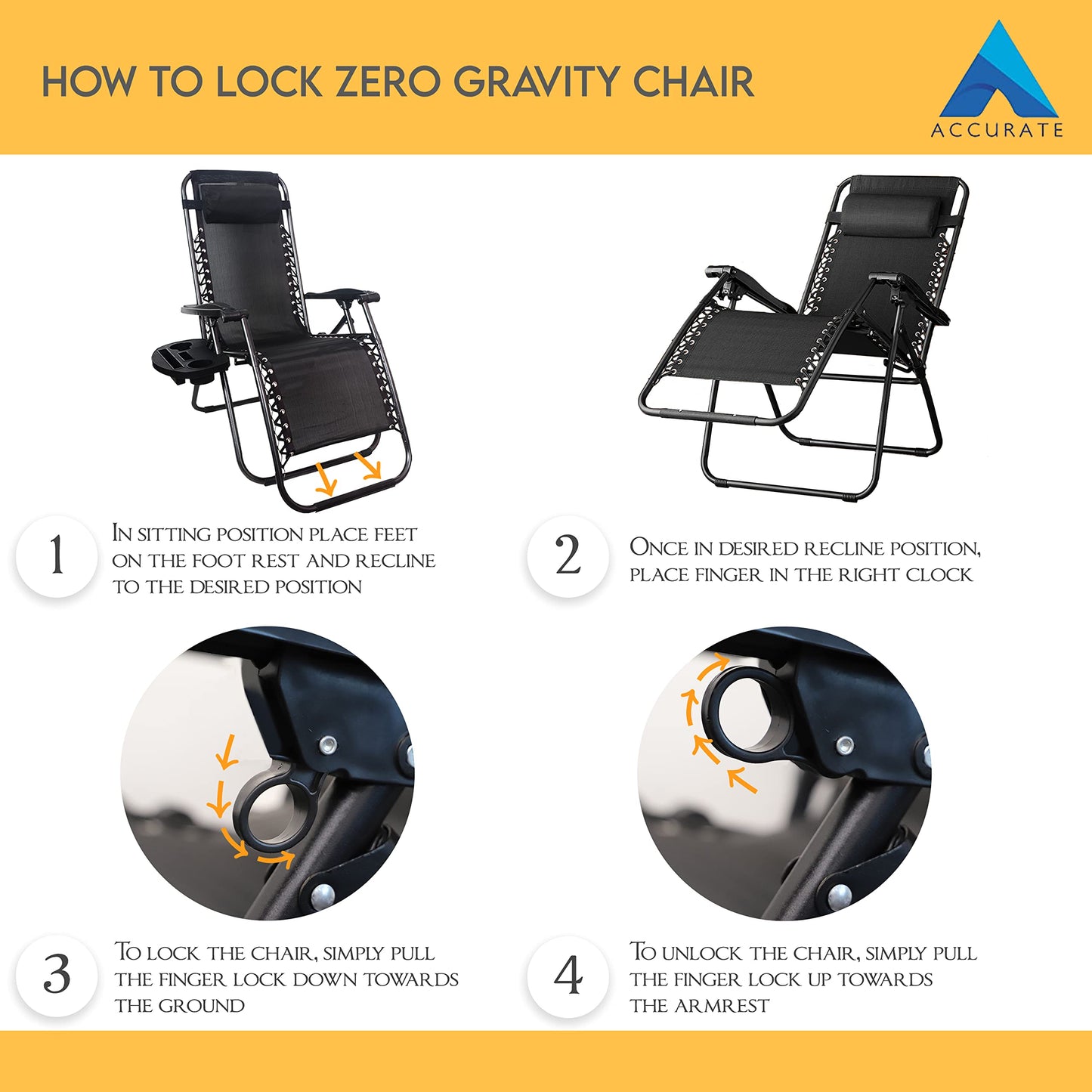 1ABOVE 1 PK Folding Reclining Chair | Heavy Duty Textoline Zero Gravity Chair | Garden Outdoor Patio Sun Lounger