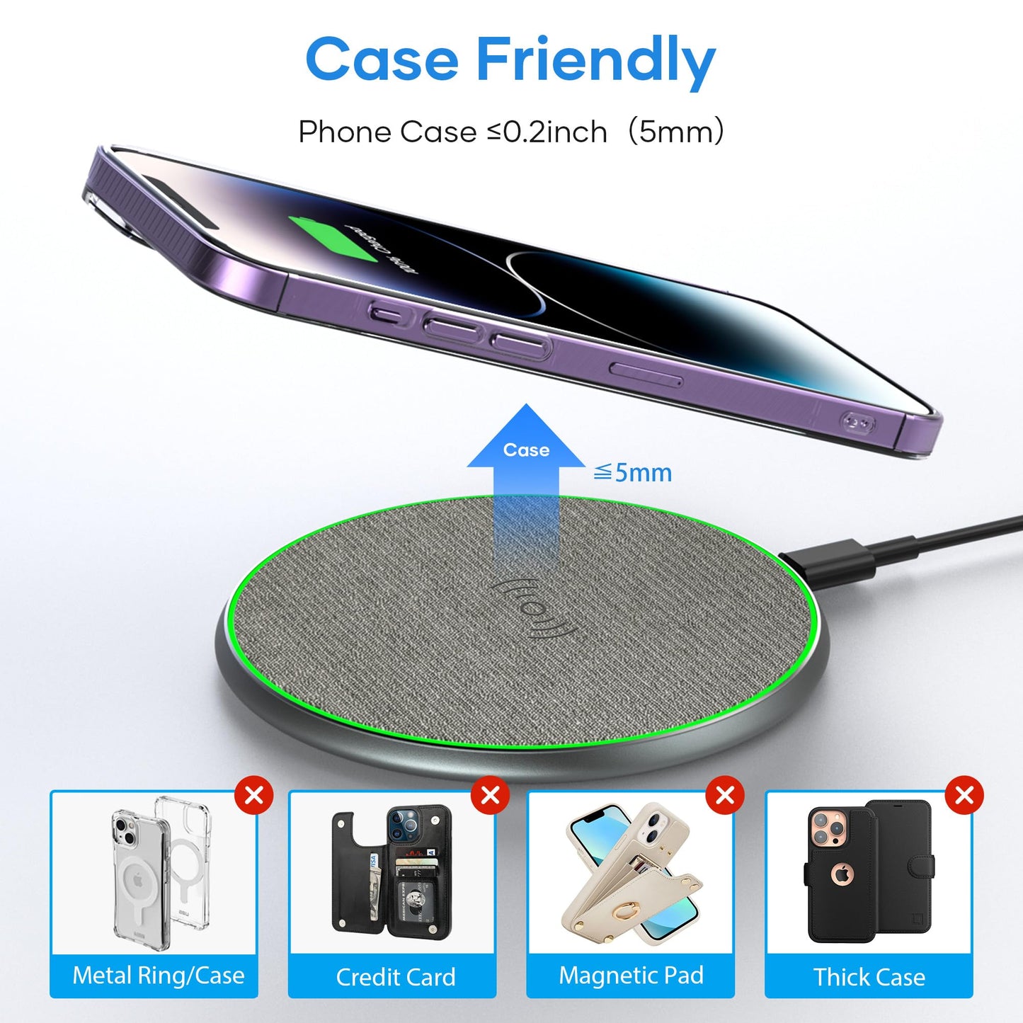 - Wireless Charger, 15W Wireless Charging Pad