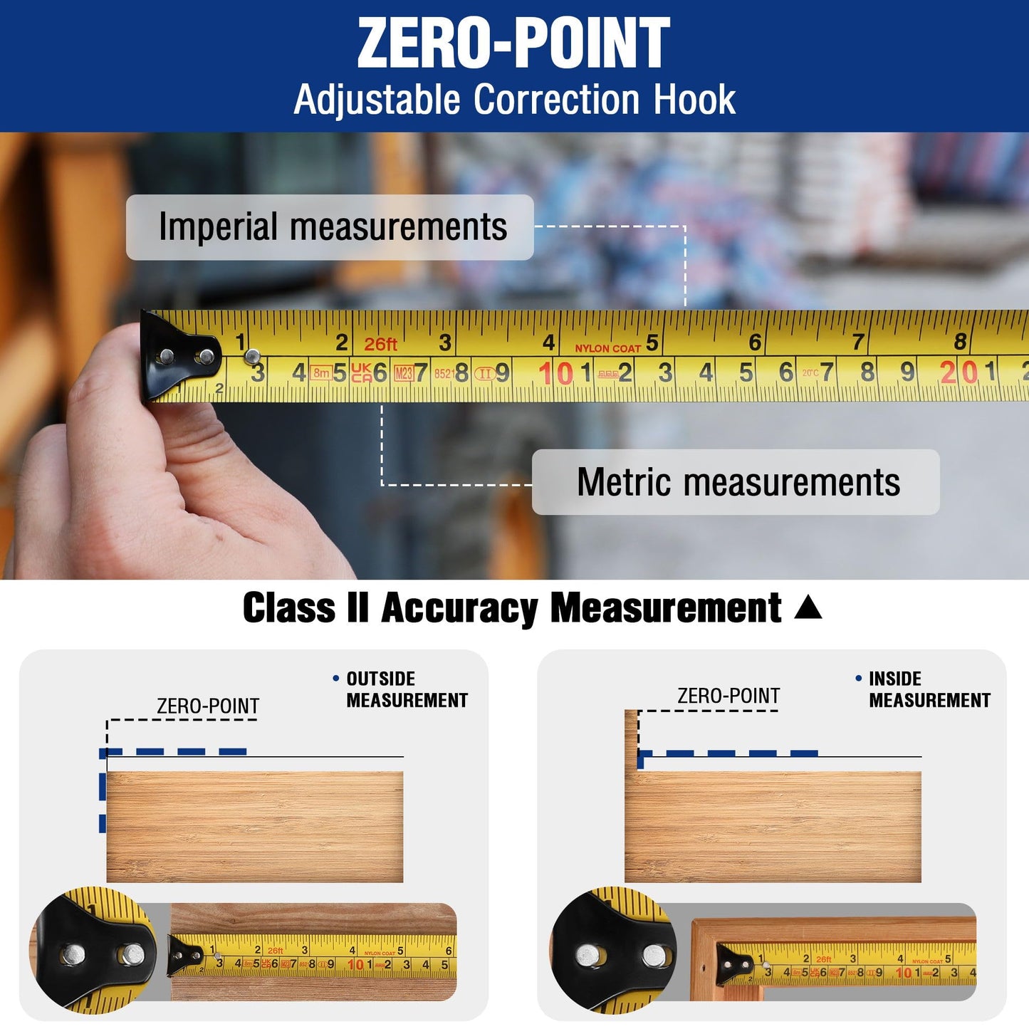 - WORKPRO Tape Measure 8M 26FT, Retractable Professional Measuring Tape