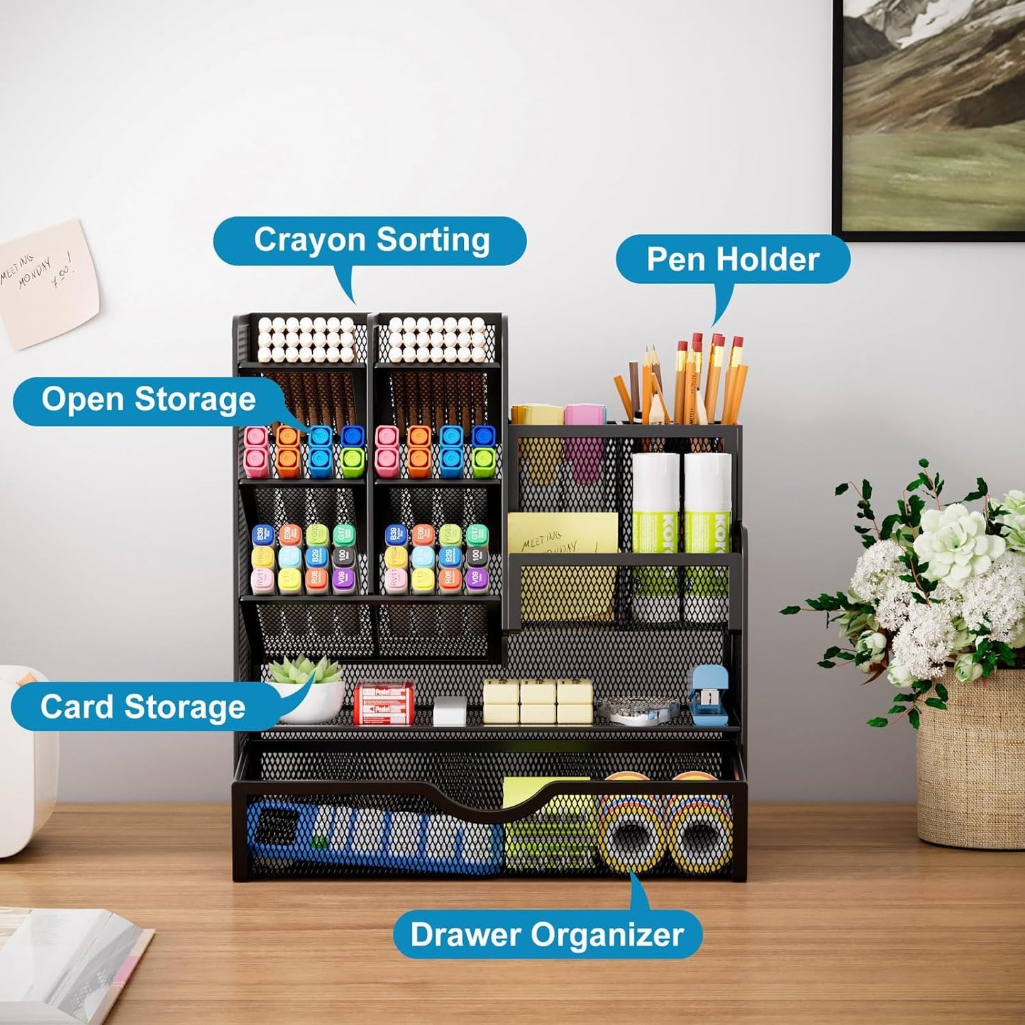 - Marbrasse Mesh Desk Organiser,Stationary Organiser | MultiFunctional Pen Holder -