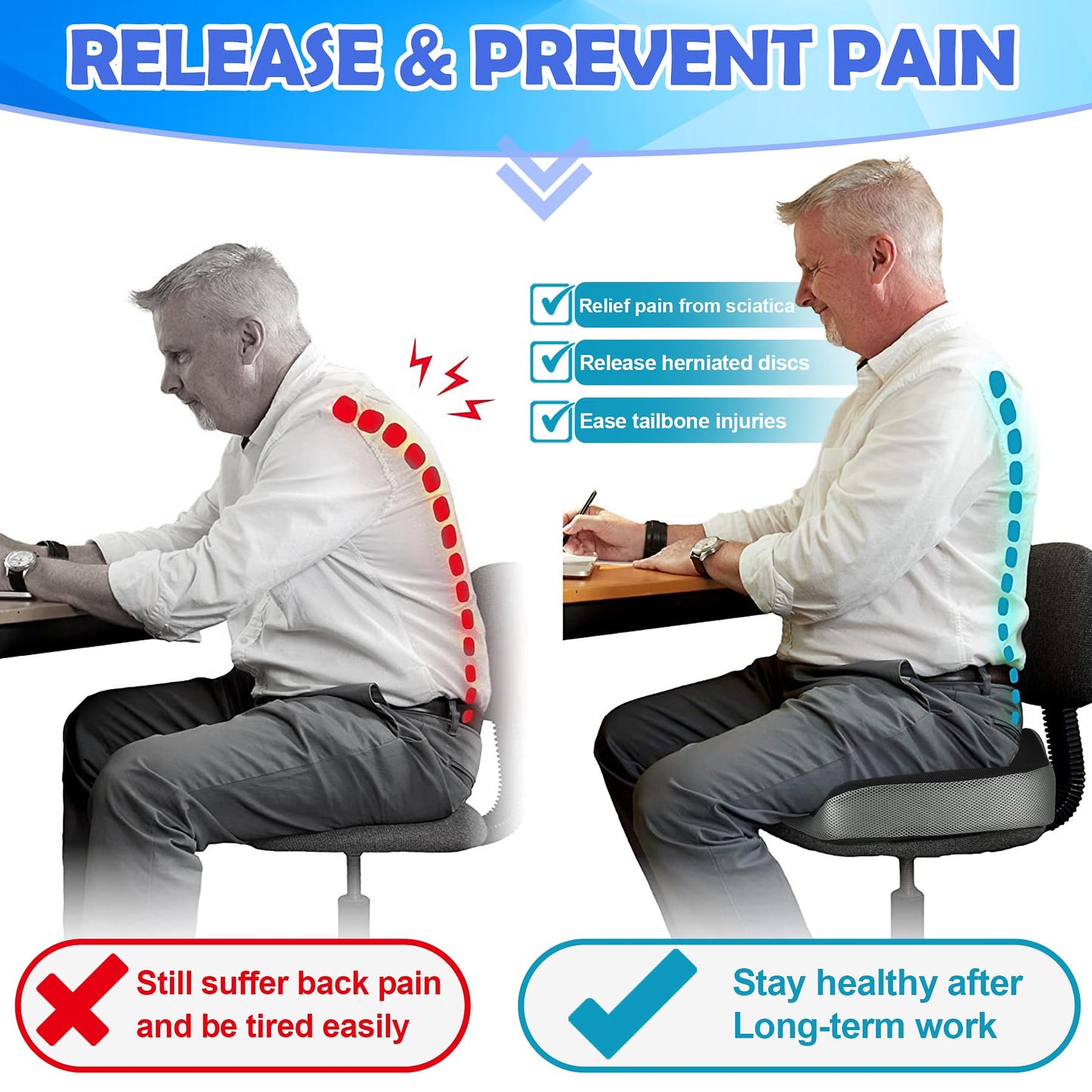 - POOTACK Seat Cushion | Memory Foam Seat Cushion | Ergonomic -