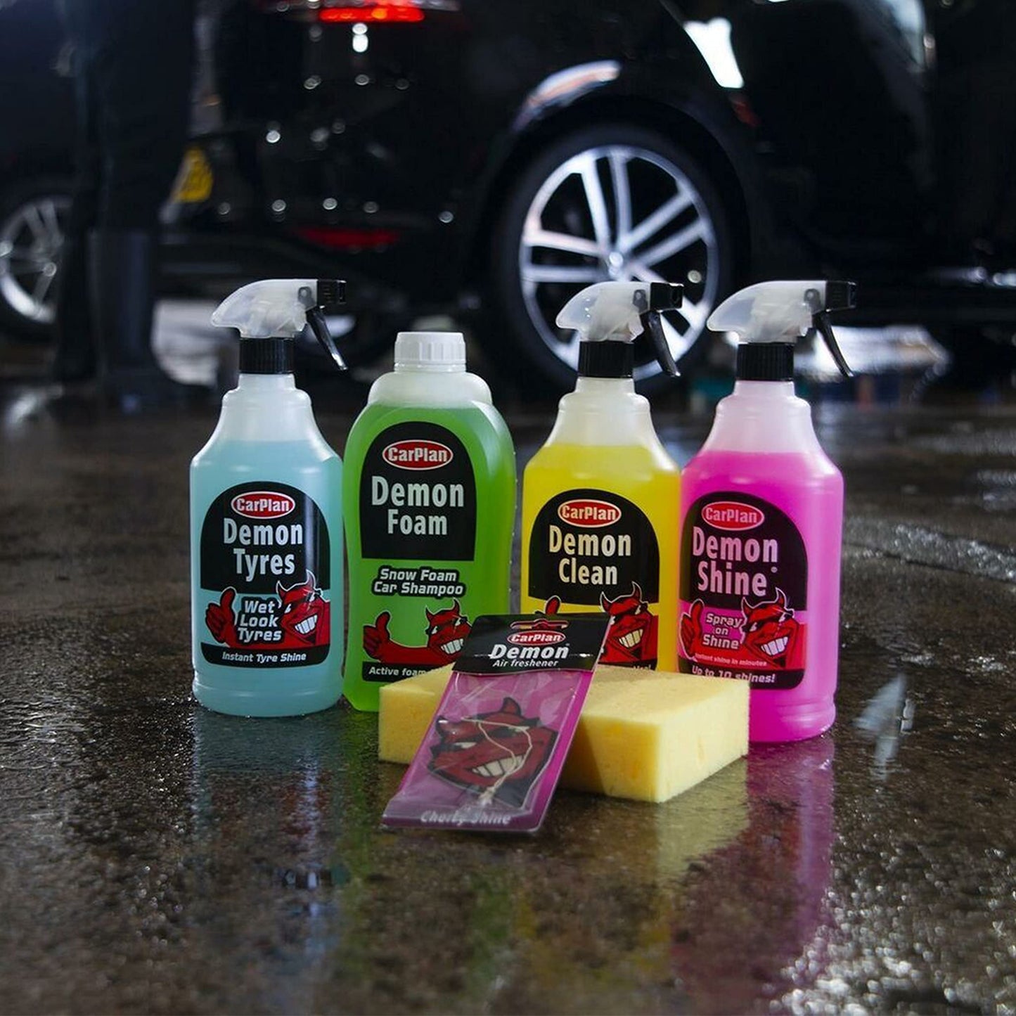 CarPlan Demon 7pc Car Care Gift Pack - Includes Demon Shine, Wheels, Foam, Tyres & More