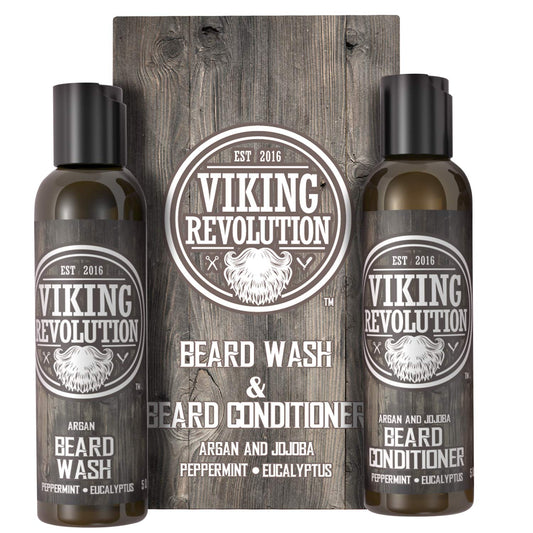 - Viking Revolution - Beard Shampoo And Conditioner - Natural Beard Wash & Beard Conditioner -