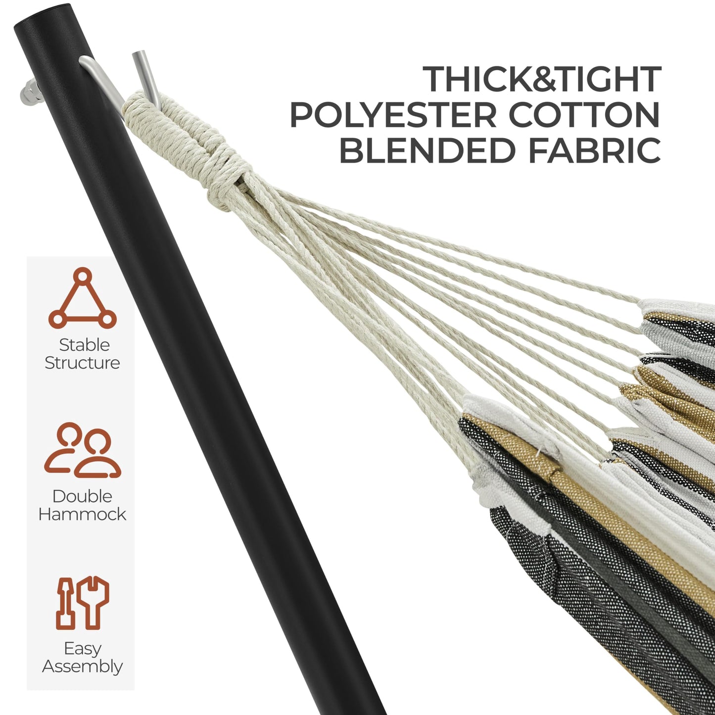 - Yaheetech Hammock with Stand Set, 2-seater Cotton Hammock with Adjustable Metal Frame.