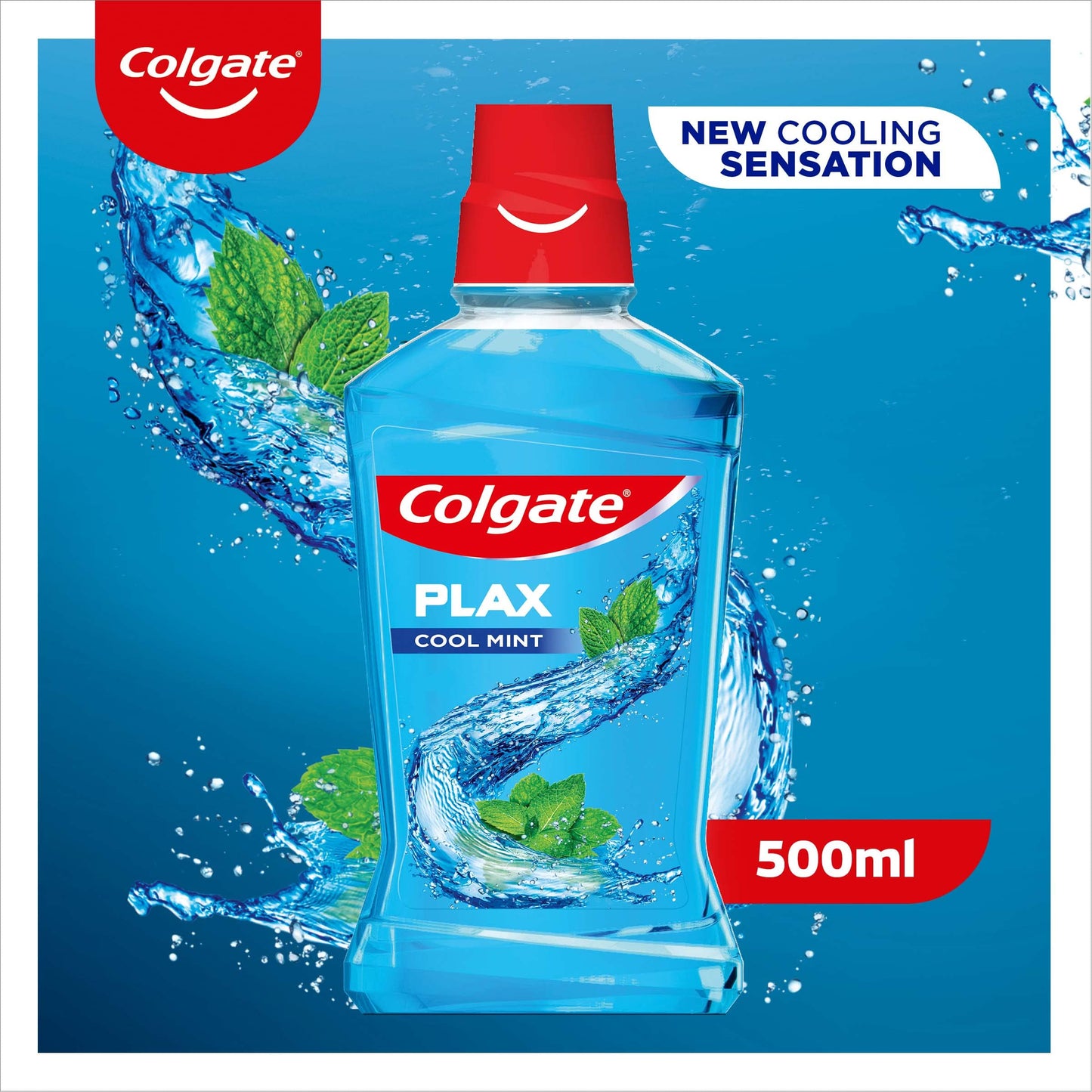 Colgate Plax Mouthwash, Cool Mint Mouthwash with 24/7* Plaque Protection, Alcohol Free Mouthwash** with Fluoride, Vegan Mouthwash, Multipack, 4 Pack, 500ml Bottles