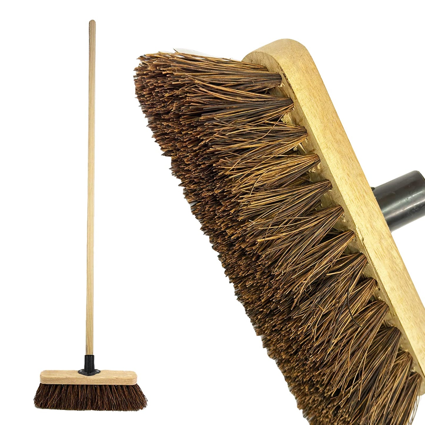 - LSC 10” Broom | Outdoor Yard Broom | Stiff Sweeping Brush | Wooden Handle -