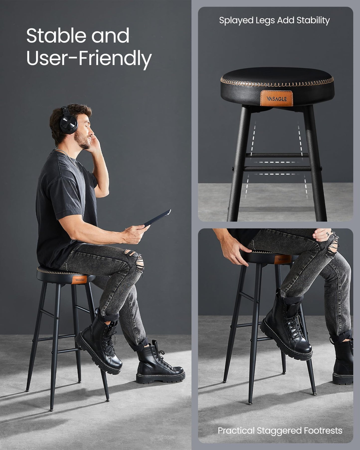 - VASAGLE EKHO Collection - Bar Stools Set of 2 -