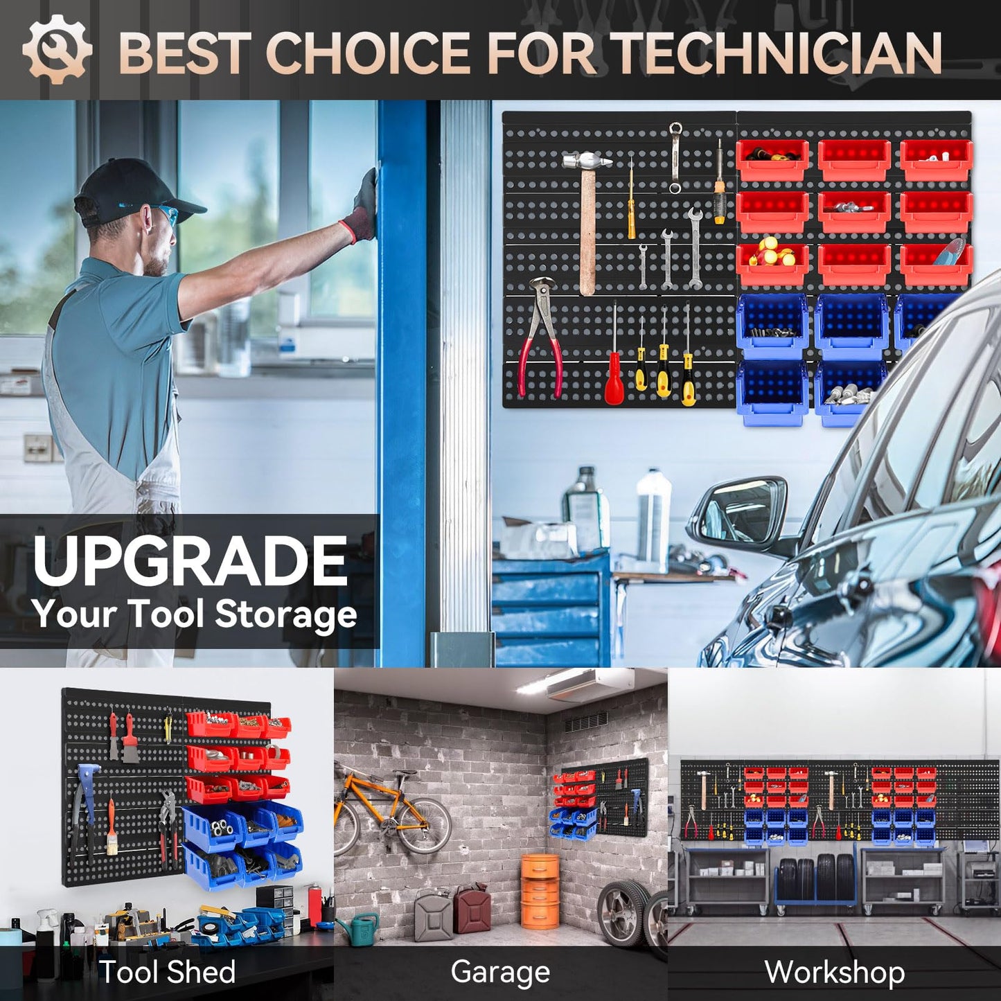 - Holdfiturn 30Pcs Wall Mounted Storage Bins | Backboard DIY Stackable Workshop Storage -