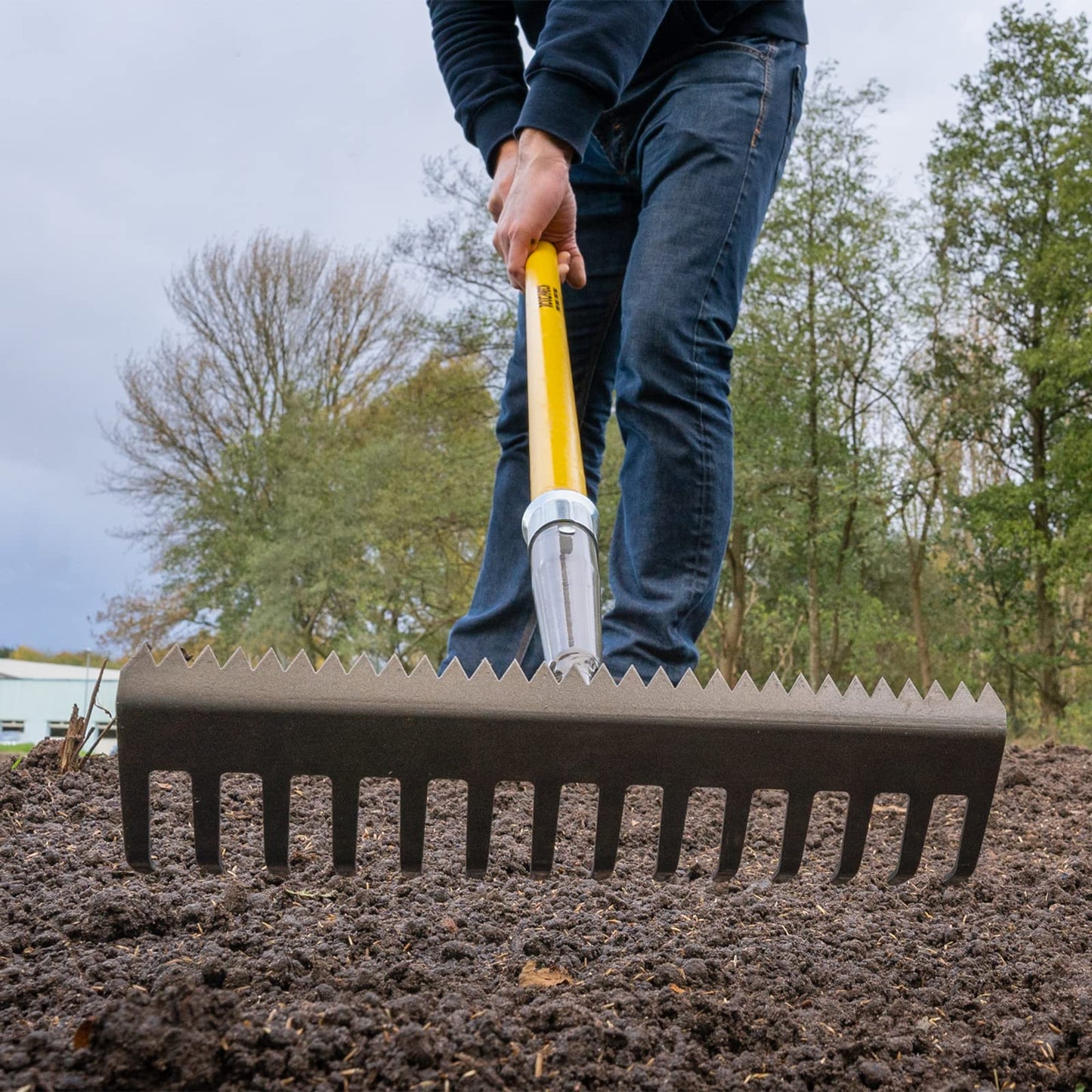 - Roughneck | Sharp-Edge Soil Rake 350x1500mm | Black-Yellow -