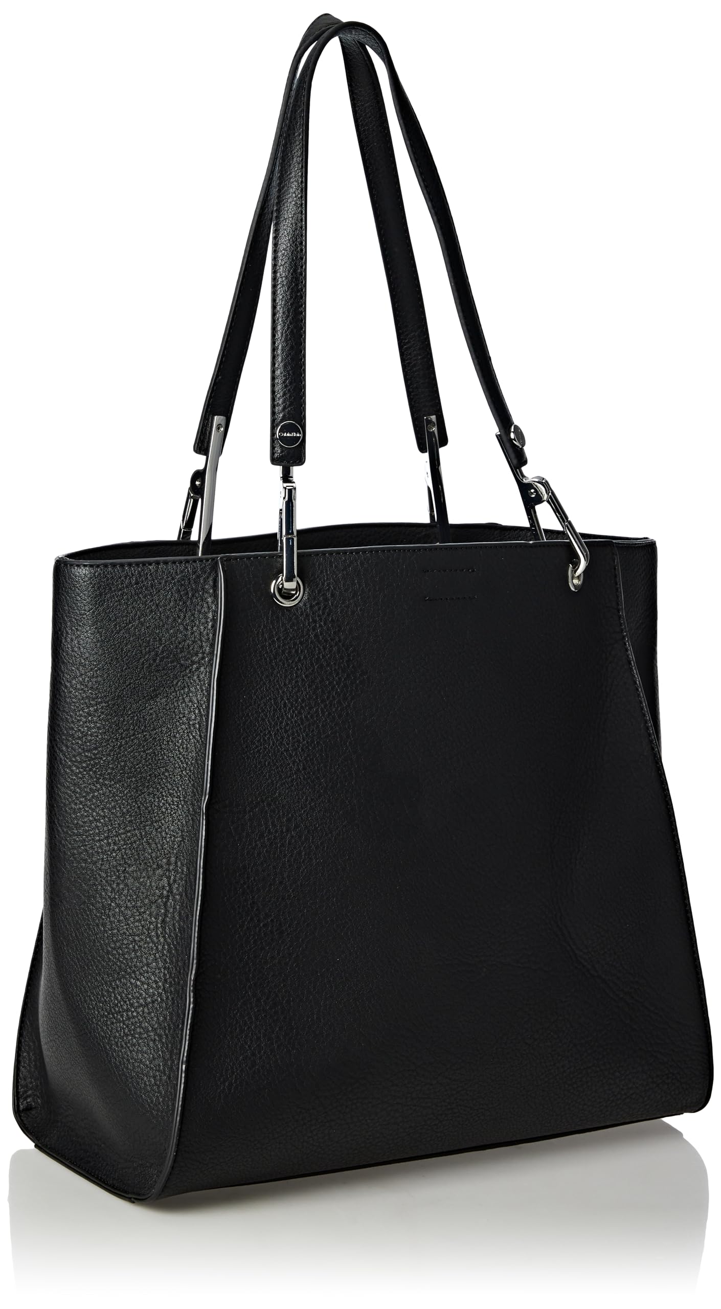 Calvin Klein Reyna Novelty Satchel, Black/Silver, One size