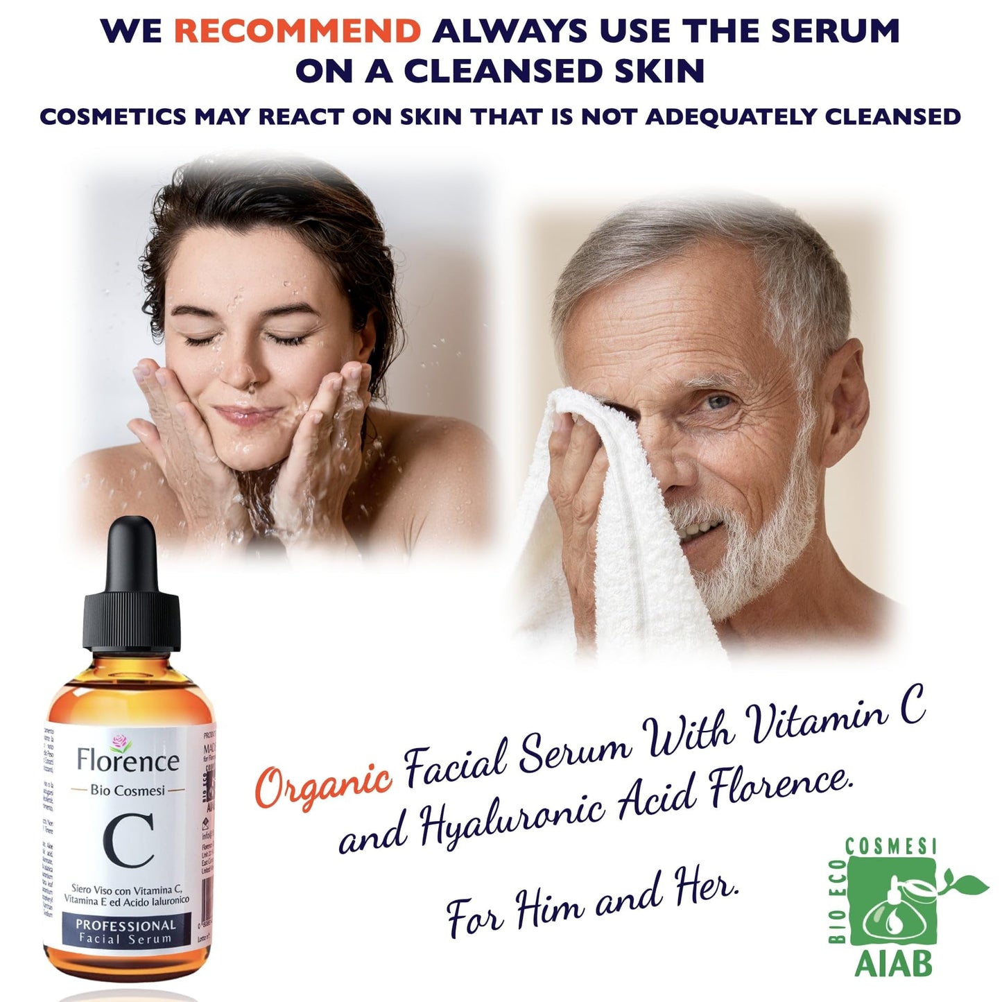 Big 2.11oz. Organic Vitamin C Serum for Face with Hyaluronic Acid. Anti-Aging, Wrinkles, Dark Spots, Brightening and Vegan. Facial Skin Care. Eye Cream Suitable. Women and Men