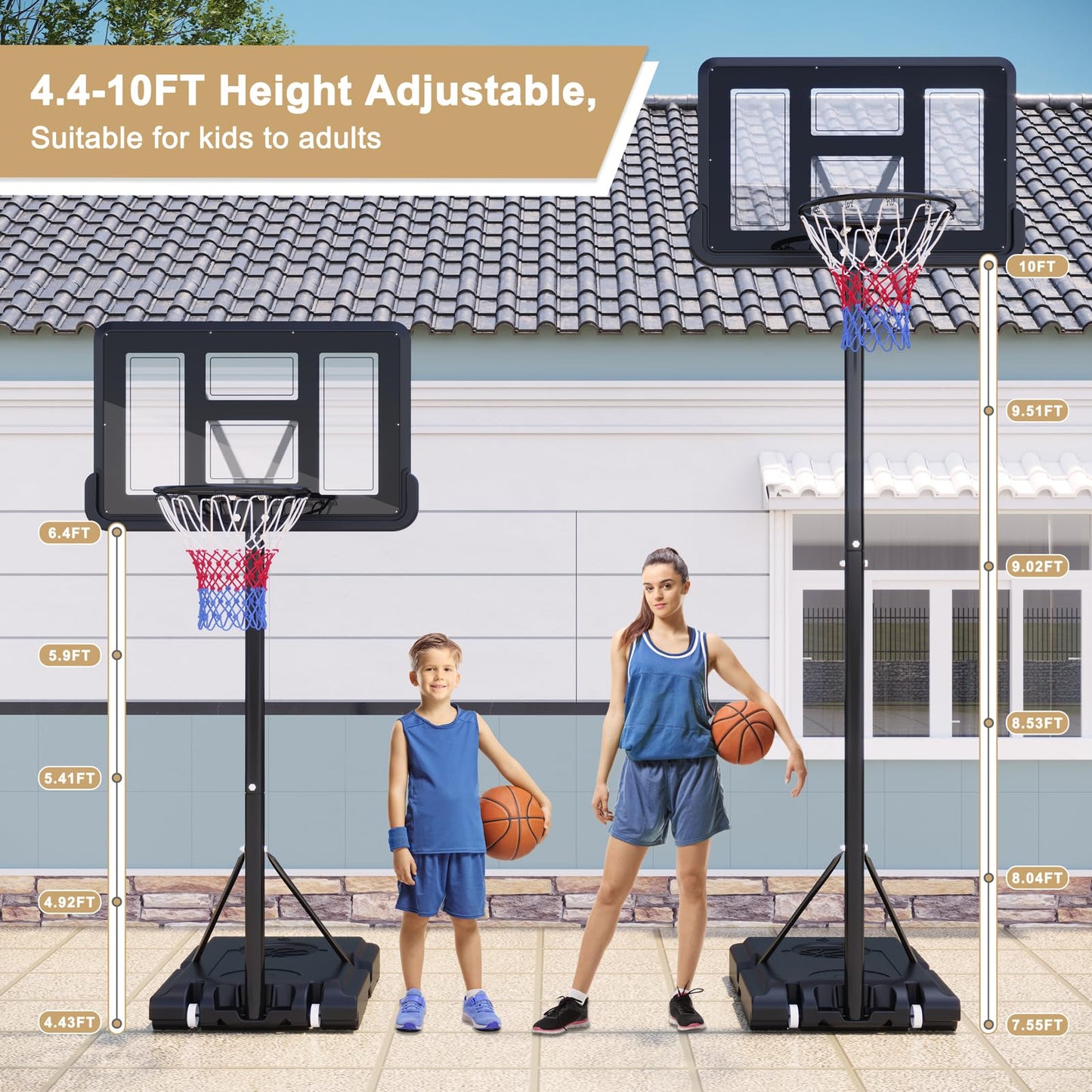 - Dripex Portable 10ft Basketball Net | Professional Outdoor Basketball Stand -