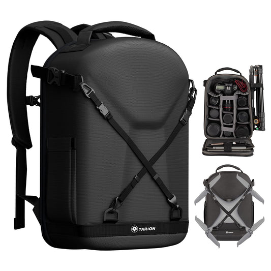 - TARION Camera Backpack | Photography Backpack with Hard Shell | With Rain Cover | Black -