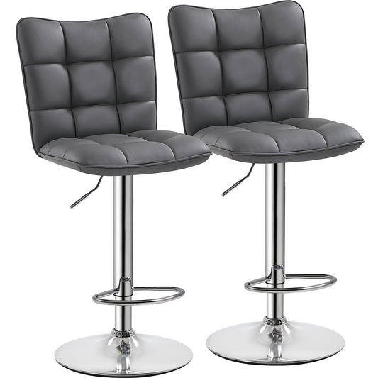 - Yaheetech Modern Bar Stools Set of 2 PU Leather Height Adjustable Swivel Bar Chair.