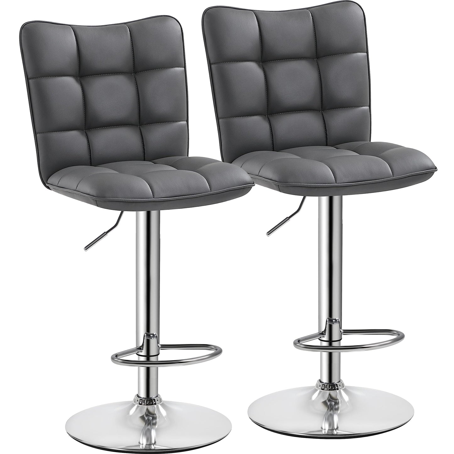 - Yaheetech Modern Bar Stools Set of 2 PU Leather Height Adjustable Swivel Bar Chair.