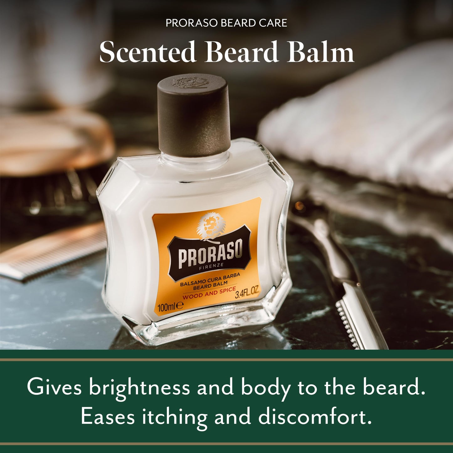 - Proraso Beard Balm | Wood and Spice | 100ml | Scented Beard Balm Softens -