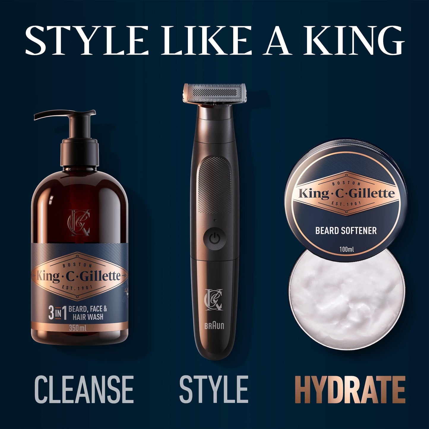 - King C. Gillette Beard Balm for Men | 100 ml |  Facial Hair Moisturiser -