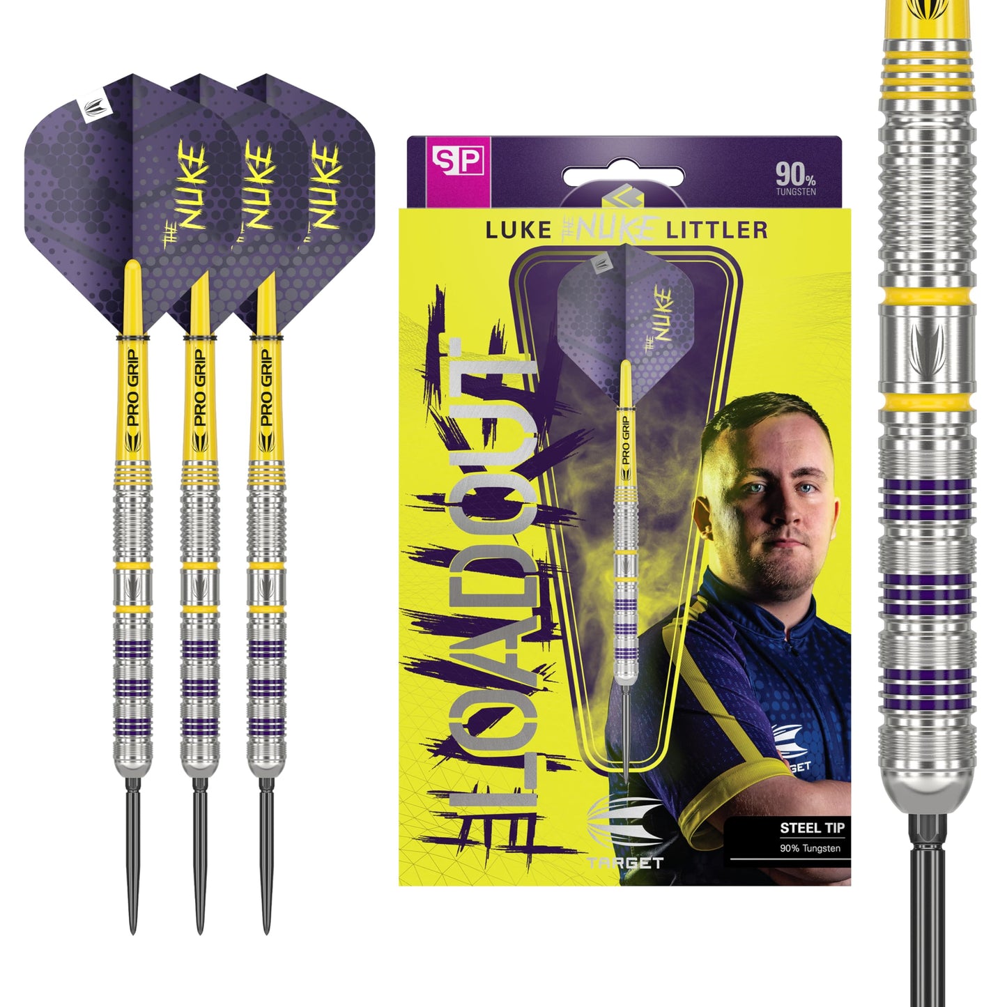 - Target Darts | Luke Littler Loadout 90% Tungsten Steel Tip Darts Set | 24G | The Nuke Player Edition Dart Set | Swiss Point Darts -